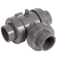 Hayward HCLA1050STE90, 1/2" Ready for Actuation 3-Way Lateral TU Ball Valve PVC w/EPDM o-rings, socket/threaded ends