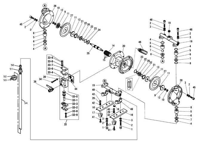 Yamada DP-10BST-D Drum Pump Repair Parts Exploded View