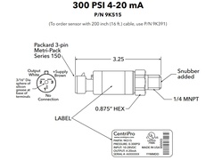Goulds Pump Part 9K515 4-20MA, 300 psi Transducer