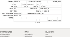 EM2548T-4CI Baldor AC Motors Nameplate